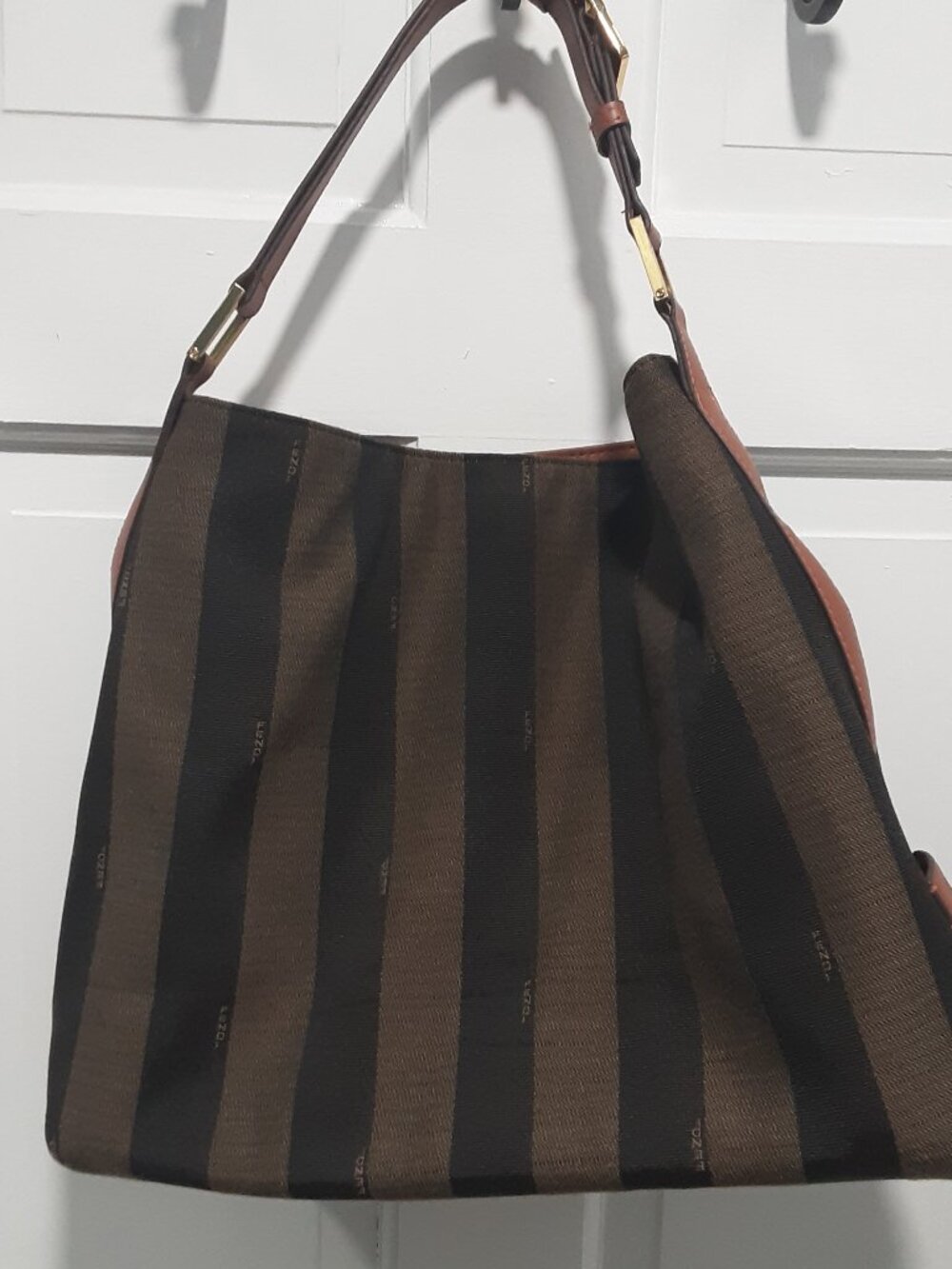 Large Fendi Hobo in Canvas with Leather Trim